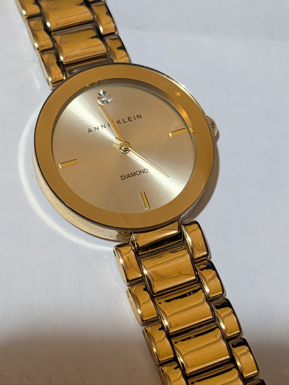 Anne Klein Gold-Tone Diamond Dial Link Bracelet Watch
